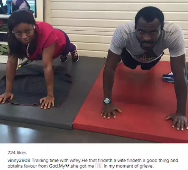 Photo: Vincent Enyeama Back Home, Trains With His Wife